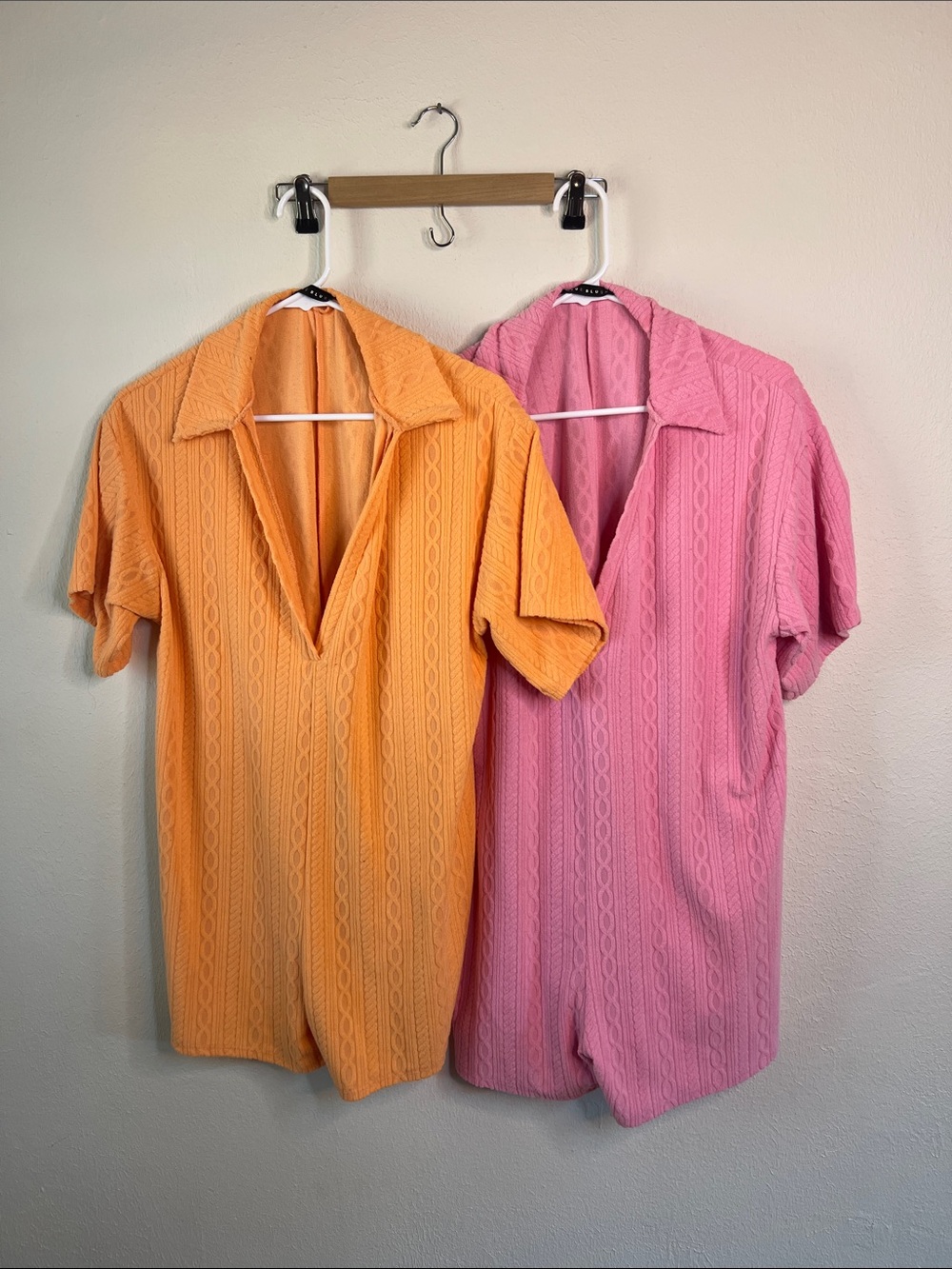 Blue Blush Women’s Short-Sleeve Romper - Orange & Pink